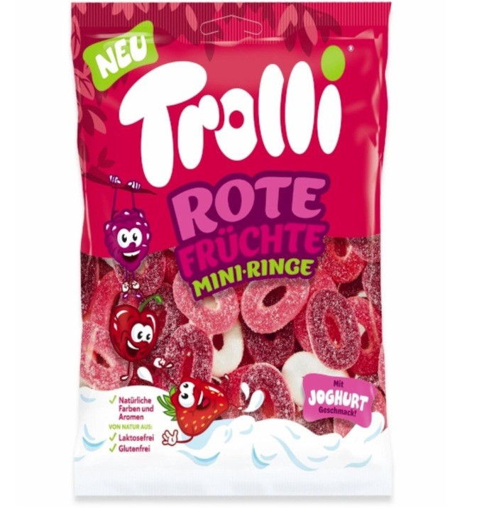 3 x Trolli RED FRUITS with YOGHURT – Fruit Flavour Jelly Shape – Bag 3 x 100g