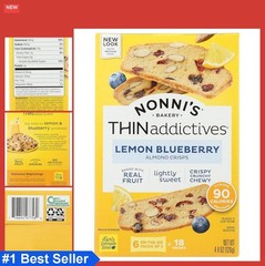 Almond Thins 4oz Lemon Blueberry Crunchy Crisps Kosher Vegetarian Snack Box