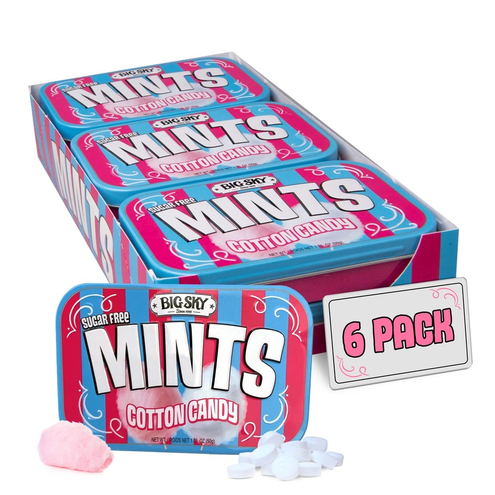 Sugar Free Cotton Candy Mints – 50 Count Tin (Pack of 6) | Kosher Certified, …
