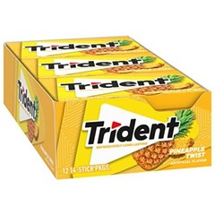 Trident Pineapple Twist Sugar Free Gum 12 Packs 14 Pieces Total 168 Sugarless…
