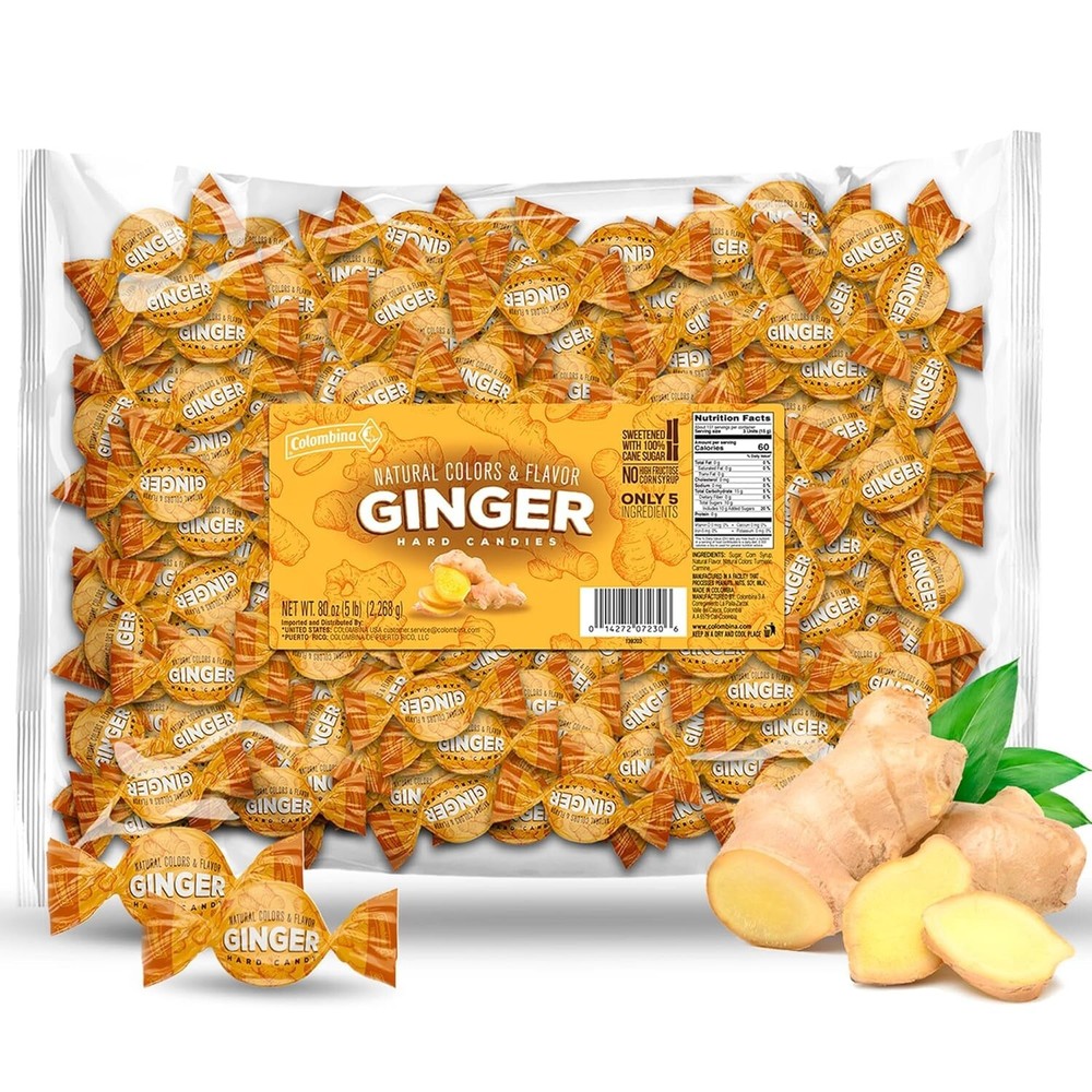 Colombina Ginger Flavor, Individually Wrapped, Bulk Hard Candy (5 Pounds) Sale!