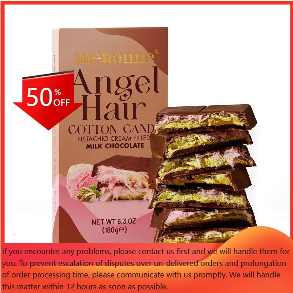 Meronne Dubai Milk Chocolate Filled with Pistachio Cream & Cotton Candy – 6.3oz