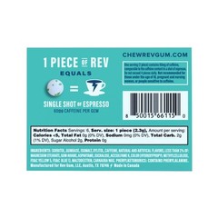 (6 pack) Rev Gum Sugar Free Spearmint Energy Gum, 6 Pieces