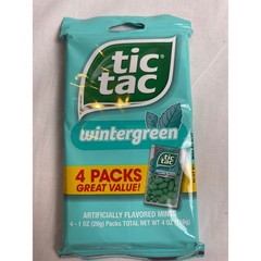 Tic Tac Wintergreen Mints 4 Pack 1 oz Each Total 4 oz 116g Refreshing Hard Candy
