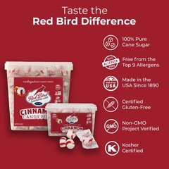 Red Bird Cinnamon Candy, Individually Wrapped, Gluten Free 22 oz, Red-White
