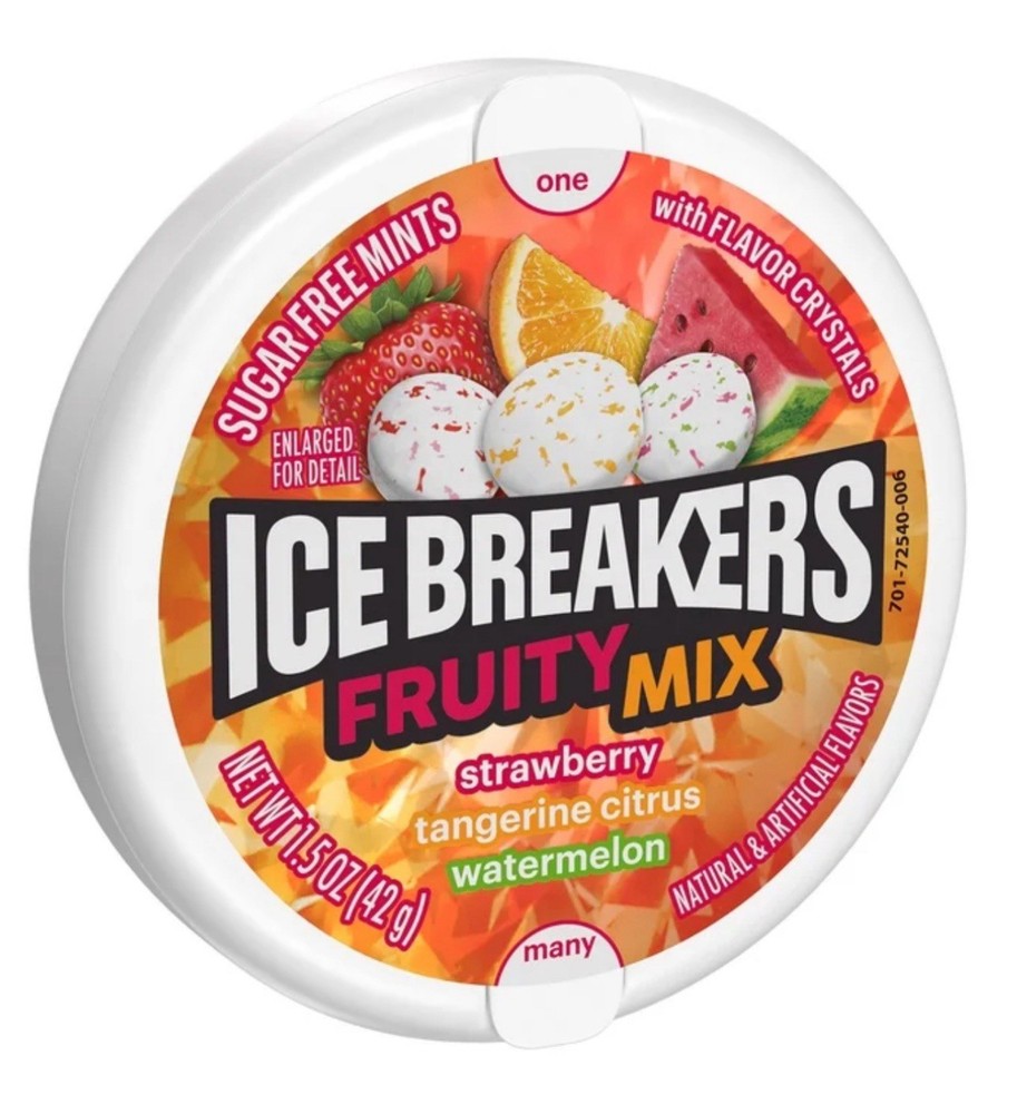 🔵 New Ice Breakers FRUITY MIX STRAWBERRY WATERMELON CITRUS Mints 1.5oz (1qty)