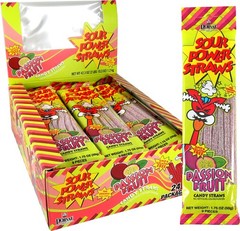 Sour Power Passion Fruit Candy Straws 1.75 Ounce Pack Of 24 Vegan Treats