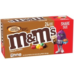 Full Box 24x Packs M&M’S Caramel Cold Brew Chocolate Candy, Share Size – 2.83oz