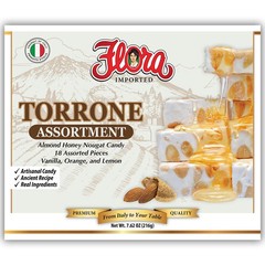 Flora Foods Assorted Italian Torrone – 18 Almond Honey Nougat Pieces – Vanilla,