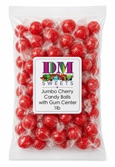 Jumbo Cherry Candy Balls with Gum Center – 1 lb Bulk Bag of Fresh Individuall…