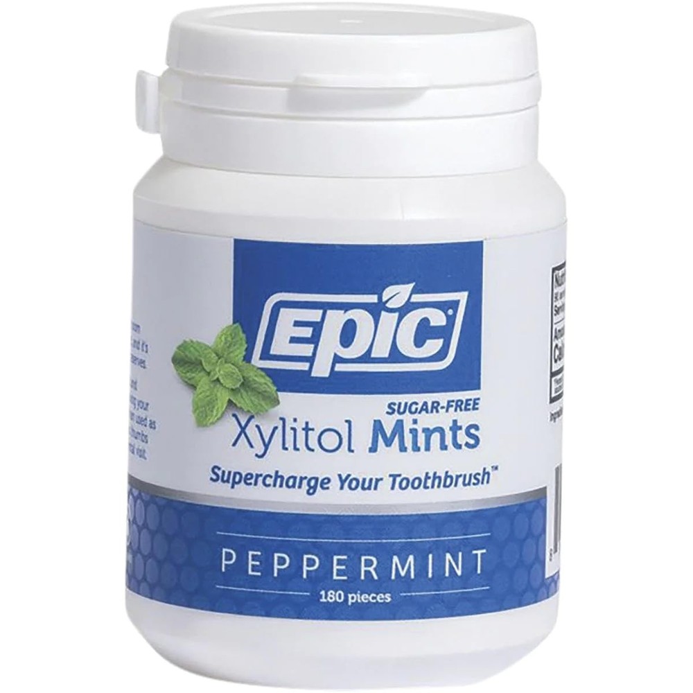 Epic Dental 100% Xylitol Sweetened Breath Mints, 180 Count (Pack of 1), White