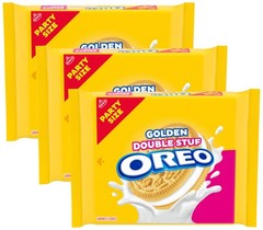 OREO Double Stuf Golden Sandwich Cookies, Party Size, 24.95 oz (Pack of 3)