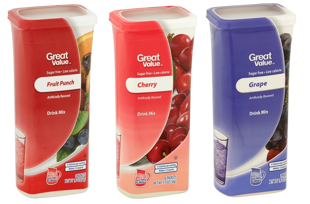 Great Value Drink Mix, Sugar Free, Fruit Punch, Cherry 1.9 Ounce (Pack of 3)