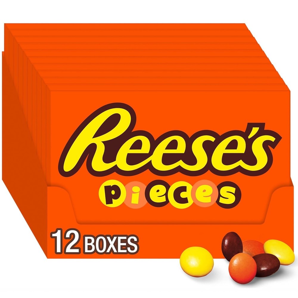 REESE’S PIECES Peanut Butter in a Crunchy Shell, Candy Boxes, 4 Oz (12 Count)