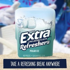 Wrigley Extra Refreshers Gum 40ct Polar Ice Sugarfree Soft Chew 3 Pack 120 Total