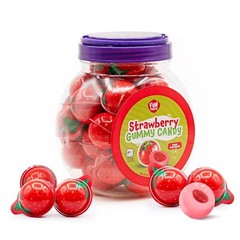 Strawberry Gummy Balls Candy with Jam Center, 19-Ounce Jar (30 Count)