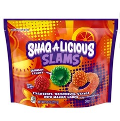🔵 New Shaq A Licious SLAMS Chewy Candy Strawberry Watermelon Orange Mango 9.8oz