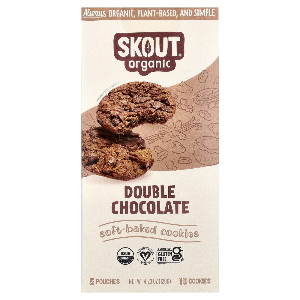 Soft-Baked Cookies, Double Chocolate, 5 Pouches, 2 Cookies (24 g) Each