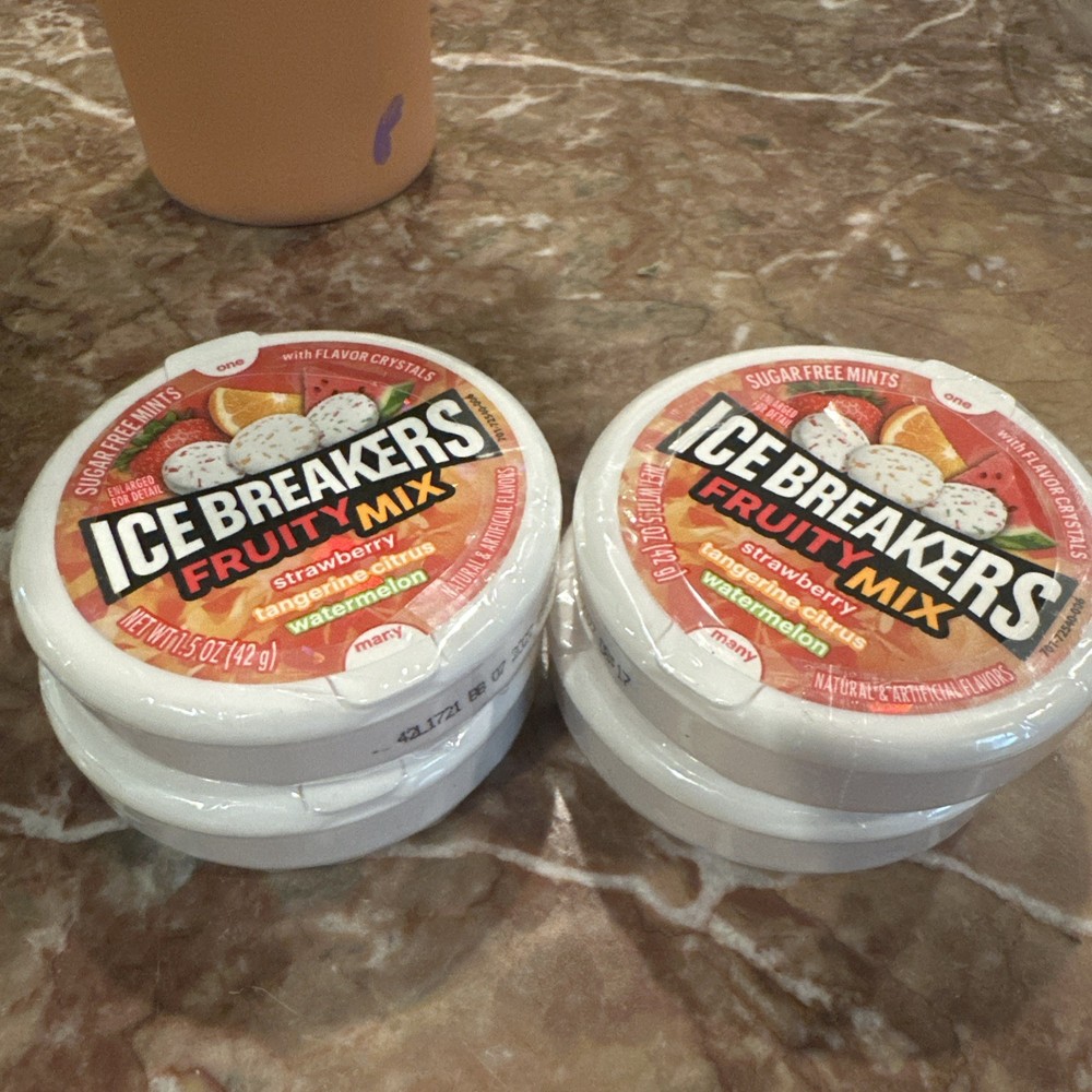 4 PACK Ice Breakers Fruity Mix Sugar Free Mints Limited Edition 1.5 oz Ea BB2027
