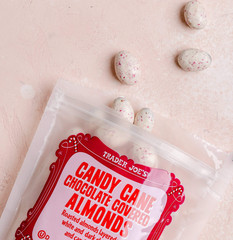 Trader Joe’s Candy Cane Chocolate Covered Almonds 8 oz Peppermint Choc RARE