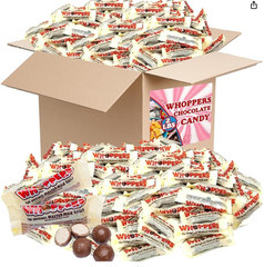 WHOPPERS Chocolate Covered Malted Milk Balls Fun Size 3 Ball Packs, 2 Pound Bulk
