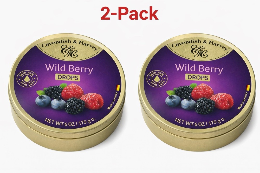 2 X Cavendish & Harvey Candy Tin Wild Berry 175g