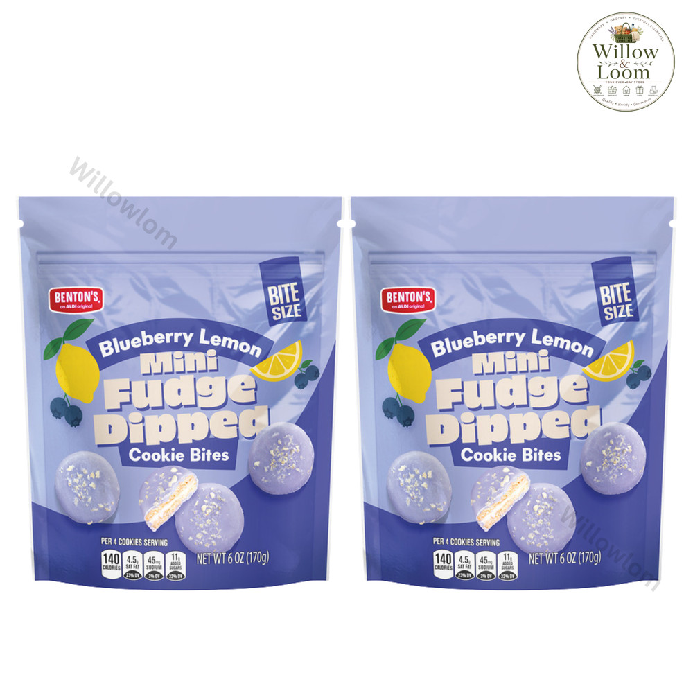Benton’s Mini Fudge Dipped Cookie Bites Blueberry Lemon 6 oz Bite Size Pack of 2