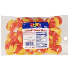 2 14oz bags howe peach rings candy free shipping