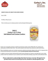 Full Box 12x Packs Carley’s Soft Baked Iced Lemon Cookies, 6pc – 5.34oz Each