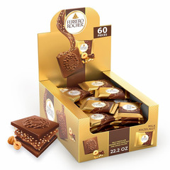 Ferrero Rocher Premium Milk Hazelnut Chocolate Squares, Individually Wrapped Cho