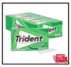 Trident Spearmint Sugar Free Chewing Gum, 12 Packs of 14 Pcs (168 Total Pieces)