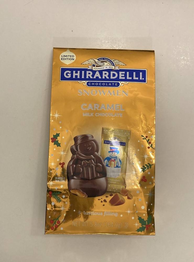 Ghirardelli Milk Chocolate Caramel Snowmen Holiday Treat 5.8 Oz Bag BBD 07/31/26