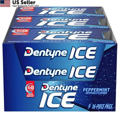 Dentyne Ice Sugar Free Gum – Peppermint 16-Piece 144 Count (Pack of 1), green
