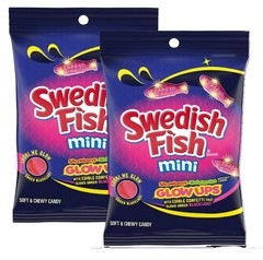 Swedish Fish Mini Glow Ups Gummies Soft & Chewy Candy 6.7 oz 2 Bags MAR 2026