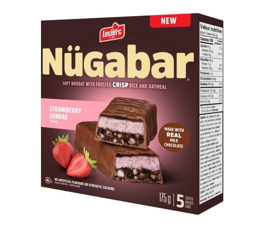 6 Boxes Of Leclerc Nugabar Strawberry Sundae Flavor 5 per Box 175g Each