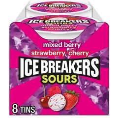 Ice Breakers Sours Strawberry-Mixed Berry 1.5 Oz Containers (Pack Of 8), 1.5