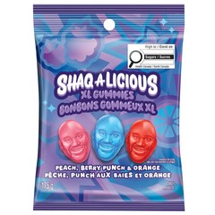 Shaq A Licious XL Gummies Candy, Peach, Berry Punch & Orange Flavors, 175g