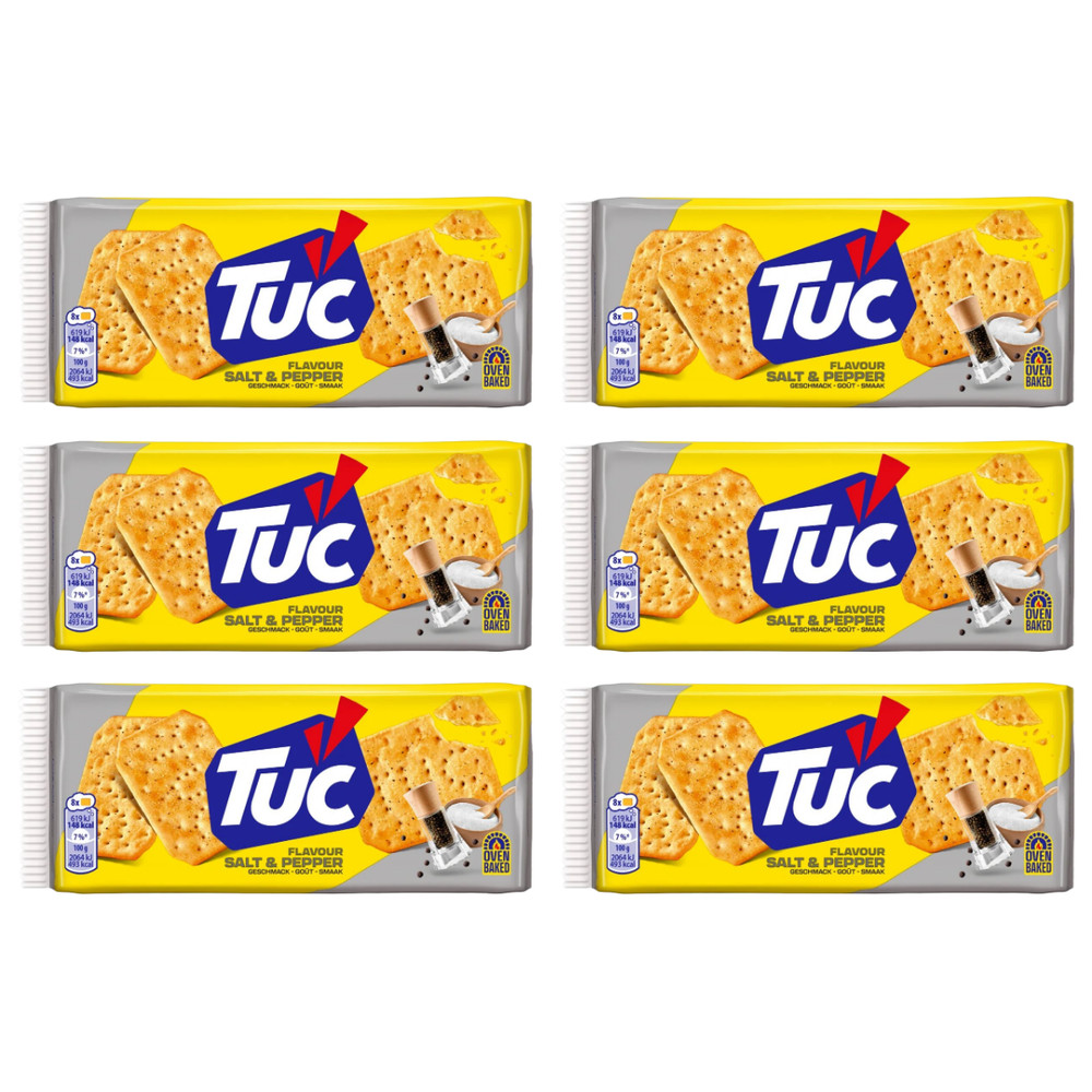 🧂 6x TUC Salt & Pepper Crackers 100g | Thin Crispy Oven-Baked LU