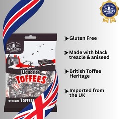 Walkers Nonsuch Liquorice Toffees Bag 5.29 Oz 5.3 Ounce (Pack of 2), Black