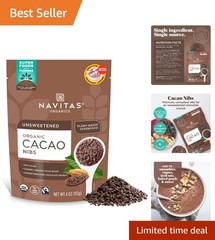 Organic Cacao Nibs Unsweetened Dark Chocolate Crunch 4 Ounce