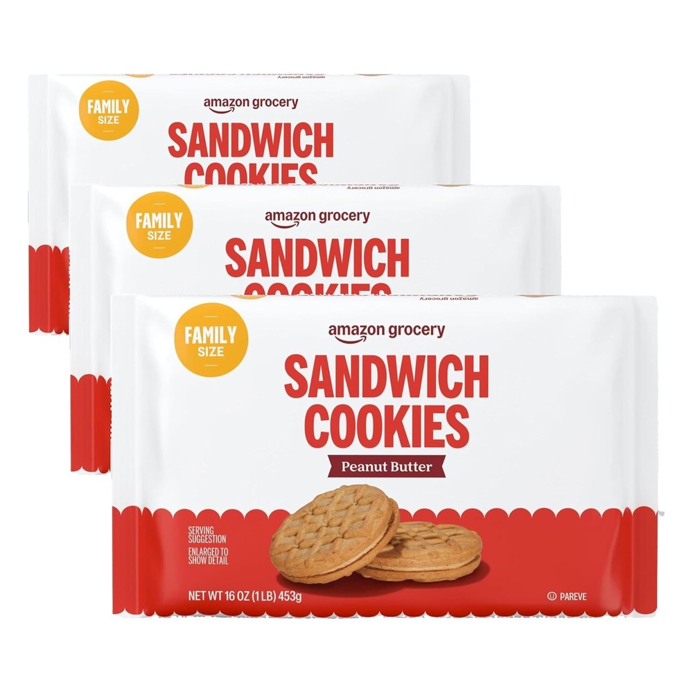 Amazon Grocery, Peanut Butter Sandwich Cookies, 1 Lb (Previously Happy Belly, Pa