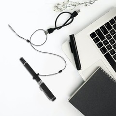 10Pcs Reusable Elastic Pen Holder Lanyard with Silicone Ring Black Office Use