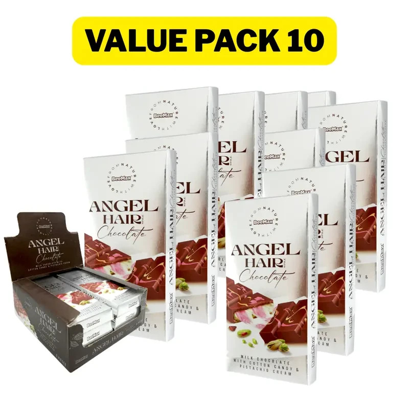 10 Pack BeeMax NewStyle Angel Hair Cotton Candy Chocolate Bar – Raspberry White