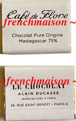 2 Cafe de Flore Alain Ducasse French Chef Food Paris Dark CHOCOLATE SQUARE Gift