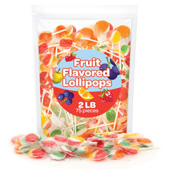 Fruit Lollipops – 2 Pound Bulk Pack (80 Count) – Assorted Fruit Flavored Hard Ca
