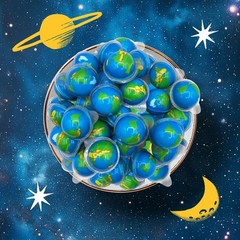 Earth Planet Gummy Balls 19 Oz Jar 30 Count Strawberry Jelly Filled Gummies…