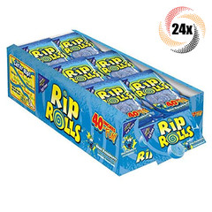 Full Box 24x Packs Rip Rolls Blue Raspberry Fat Free Candy | 40 Inches | 1.4oz