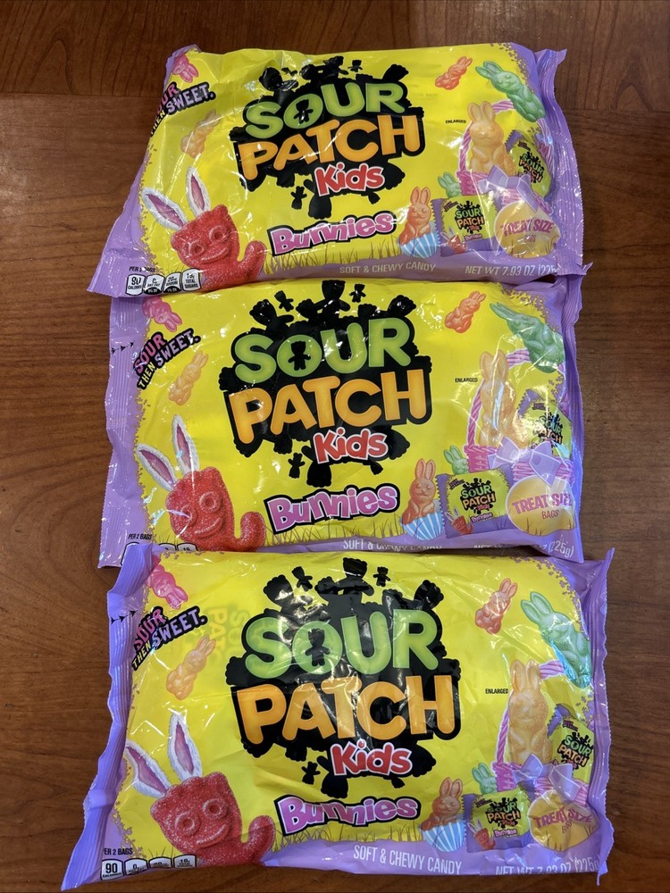7.93oz Bag SOUR PATCH KIDS Bunnies Soft & Chewy Candy Lemon+ Lime+ Orange 3bags