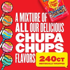 Chupa Chups Mini Lollipop Assortment, 240 Count (Pack of 1), Orignal Color