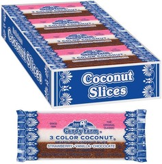 Neapolitan Coconut Slice Candy Bars (Vanilla, Chocolate & Strawberry-striped …